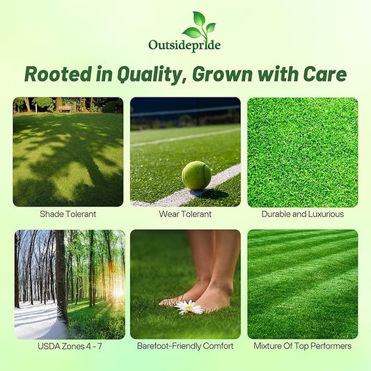 Outsidepride Showtime Perennial Lawn Grass Seed Mix - 10 lbs. Premium Blend of Creeping Red Fescue, Rye Grass & Kentucky Bluegrass Seed for Sports Fields, OptiGrowth Coated for Better Establishment