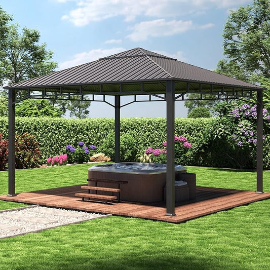 TOOLPORT Hardtop Gazebo 13x13 ft with Steel Roof - Approx. 3.54x3.54 in Aluminium Poles