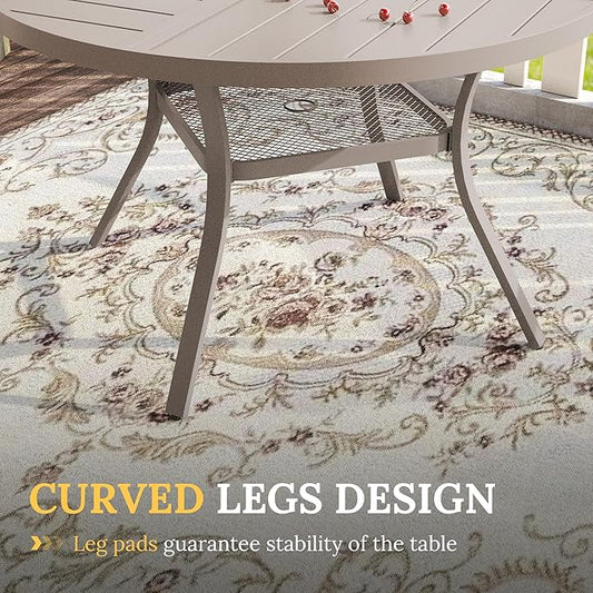 VICLLAX 5 Pieces Patio Dining Set for 4, Outdoor Furniture Set Includes 40.6" Square Outdoor Table and 4 Patio Swivel Chairs for Lawn Garden, Sandshell Tabletop and Fabric