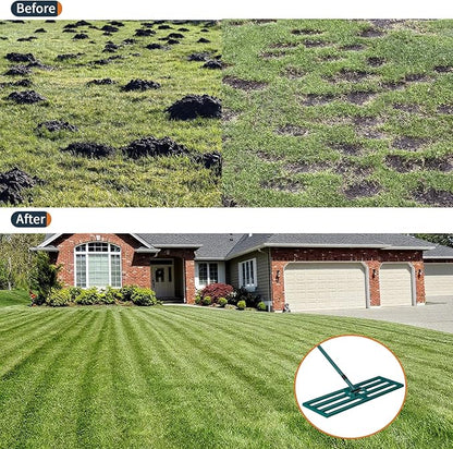 Lawn Leveling Rake Heavy Duty Stainless Steel Lawn Leveling Tool 30”x10” with 78” Adjustable Long Handle Leveling Rake for Soil,Ground,Backyard,Golf Field,Garden Tools Grass Seed Landscaping