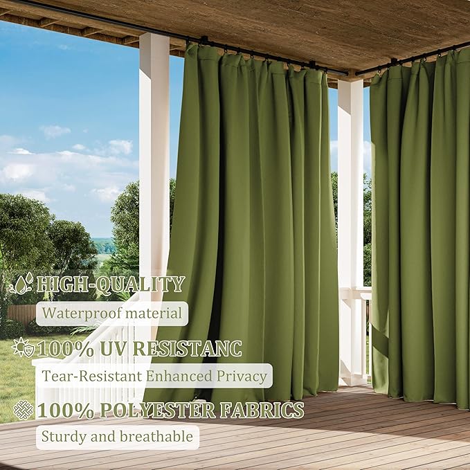 Gazebo Universal Replacement Privacy Curtain,10'×13' Gazebo Outdoor Waterproof Curtains, 4-Panels Sidewall Curtains with Double Zipper for Patio Canopy, Garden and Backyard (Curtain Only)