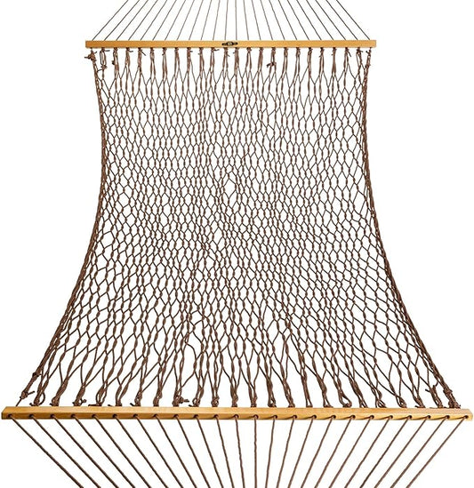 Original Pawleys Island Deluxe Antique Brown DuraCord Rope Hammock – 13 ft. x 60 in., 2-Person, 450 lb Capacity, Oak Spreader Bar, Zinc-Plated Hardware, Handcrafted in The USA