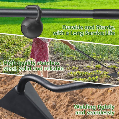 Garden Hoe, 59 Inch Triangle Warren Hoes for Cutting Trenches, Digging, Loosen The Soil, Weeding, Heavy Duty Hoe Garden Tool with Adjustable Long Handle