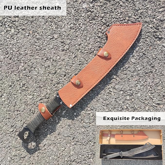 Full Tang Manganese Steel Machete Sword with Sheath for Collection, Practice, Outdoor Use-20.1 Inch