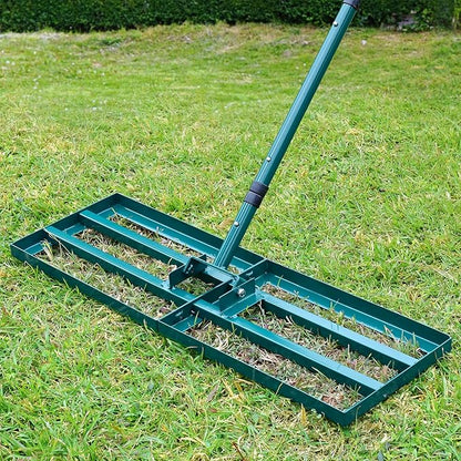 Lawn Leveling Rake,Stainless Steel Lawn Leveler with 30”x10” Ground Plate, 78” Adjustable Long Handle, Level Yard Tool for Grass, Golf Field, Level Soil or Dirt Ground Surfaces-Green
