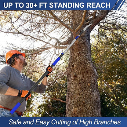 36FT Pole Saw, Telescoping Tree Trimmer with 5-20FT Extension Pole, Manual Branches Pruner for Backyard, Blue