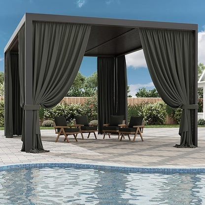 Gazebo Universal Replacement Privacy Curtain,12'×16' Gazebo Outdoor Waterproof Curtains, 4-Panels Sidewall Curtains with Double Zipper for Patio Canopy, Garden and Backyard (Curtain Only)