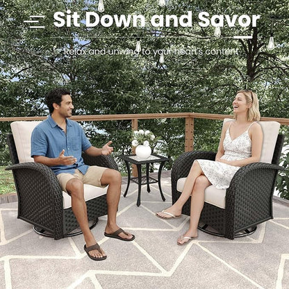 6 Pieces Patio Furniture Sets, Wicker Rattan High Back Outdoor Swivel Rocking Chairs Set with Side Table