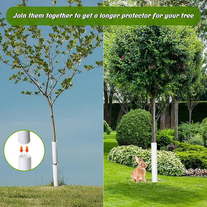 Menkxi 20 Pcs Corrugated Tree Guards Saplings Tree Trunk Protectors from Deer Tree Tubes Guard Tube Wraps to Protect Bark, Sapling from Rodents, Mowers, Animals(White,15.7 x 2, 15.7 x 1.5)