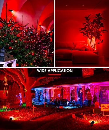 L LOHAS LED Red Spotlight Outdoor, Christmas Red Spot Lights for Yard, Auto On/Off 5W 120V Landscape Lighting for House, Holiday, Trees, Decoration, 450LM IP66 Waterproof, UL Listed, 2 Pack