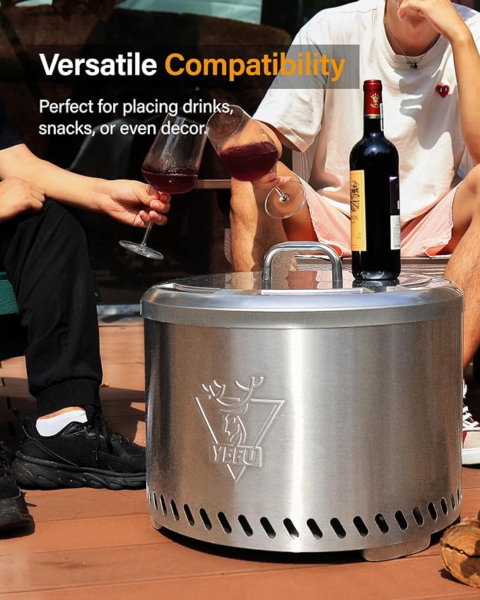 YEFU Fire Pit Lid for Solo Stove Bonfire 19.5 Inch, Portable 304 Stainless Steel Cover Accessory for 19" Outdoor Firepit, Waterproof Anti-Dust and All-Weather Resistant