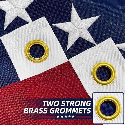 Premium American Flag 2x3 Ft TearProof Series for Outside, Heavy Duty Outdoor，Longest Lasting, Super Tough Fade Resistant Spun Polyester, High Wind US Outdoor Flags Embroidered Stars, Sewn Stripes, Brass Grommets