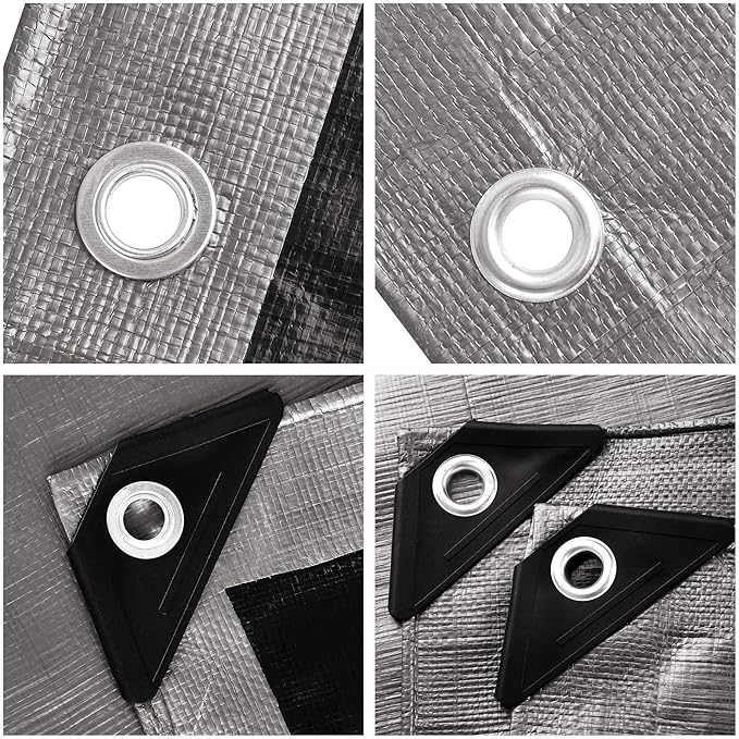 Yescom 12x24 Ft 10 Mil Poly Tarp Protective Cover Tarpaulin Heavy Duty Reversible Silver Black Tarps