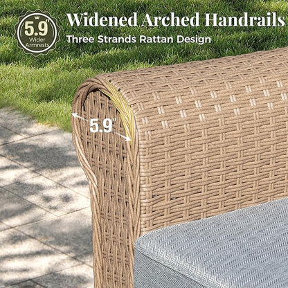 Patio Furniture Set 2 pcs, Wicker Outdoor Patio Furniture, 2 Single Chairs, Rattan Patio Conversation Set for Backyard Deck, Grey