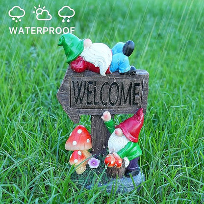 Galiyen Garden Gnomes Outdoor Clearance Large - 11.8'' Garden Gnome Statue with Solar LED Lights, Outdoor Spring Decorations for Patio Yard Lawn Porch Funny Gnomes Ornament Gift