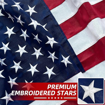 Premium American Flag 8x12 Ft TearProof Series for Outside, Heavy Duty Outdoor，Longest Lasting, Super Tough Fade Resistant Spun Polyester, High Wind US Outdoor Flags Embroidered Stars, Sewn Stripes, Brass Grommets