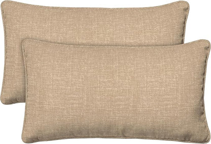 Honeycomb Outdoor Lumbar Pillow 2-Pack, 22 x 12, Hampton Texture Neutral Throw Pillows for Patio Furniture