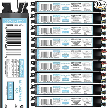 OHLECTRIC 10 Pack - Replacement for ICN3P32-SC 1,2&3 Lamp - T8 Fluorescent Ballast, Electronic Ballast Replacement 120-277 Volt, Instant Start - Standard and Energy Efficient Ballasts - UL Approved