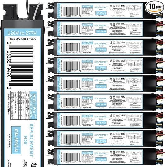 OHLECTRIC 10 Pack - Replacement for ICN3P32-SC 1,2&3 Lamp - T8 Fluorescent Ballast, Electronic Ballast Replacement 120-277 Volt, Instant Start - Standard and Energy Efficient Ballasts - UL Approved