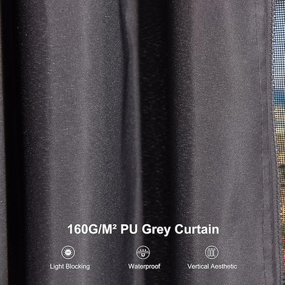 PURPLE LEAF 10' X 14' Outdoor Gazebo Hardtop Metal Roof White Aluminum Frame Heavy Duty Gazebos with Curtain and Netting for Patio, Garden and Backyard, Grey