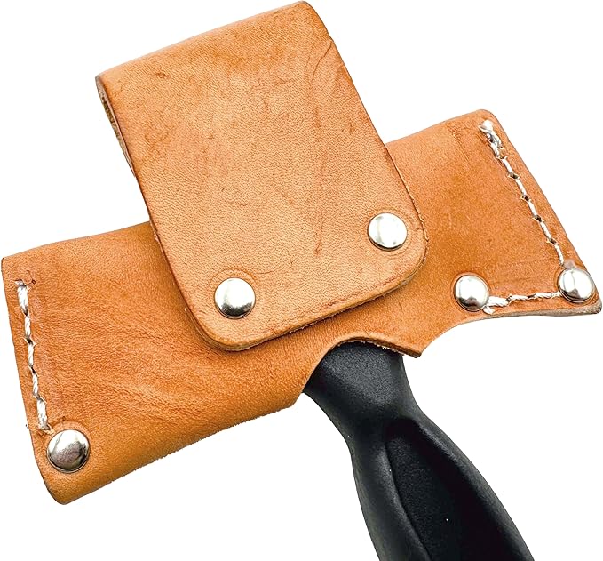 BATTLBOX Skachet Axe Head Skinner Hammer Hatchet Vintage Survival Tool - 3.5in Carbon Steel Blade Edge - Genuine Leather Sheath, Belt Loop - Bushcraft Outdoor Survival Ax Skatchet