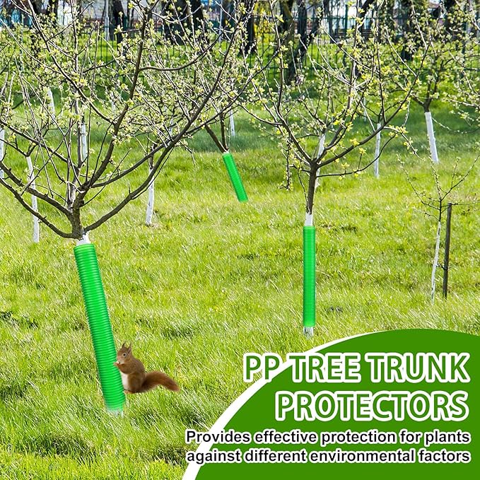 Menkxi 20 Pcs Corrugated Tree Guards Tubes Plastic Saplings Tree Trunk Protectors Wraps to Protect Bark from Deer, Sapling from Rodents, Mowers, Animals(15.7 x 2, 15.7 x 1.5,Army Green)