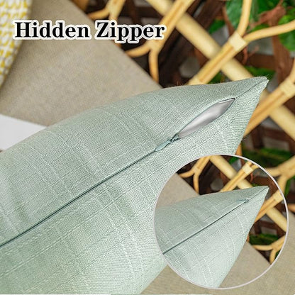 Kevin Textile Pack of 2 Decorative Outdoor Waterproof Pillow Covers Spring Checkered Garden Cushion Sham Throw Pillowcase Shell for Patio Tent Couch 18x18 Inch Mint