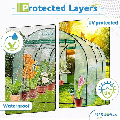 Ogrow® Deluxe Walk-in Tunnel Greenhouse with Cover - Green