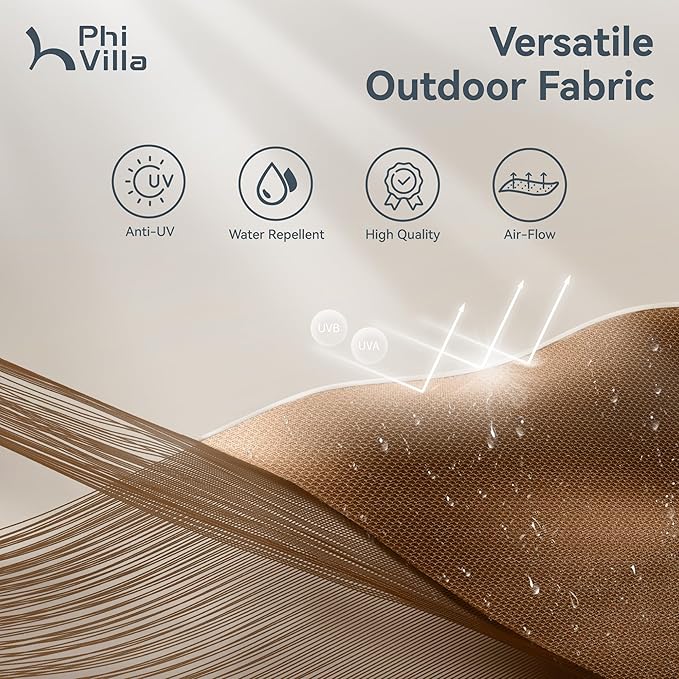 PHI VILLA 13ft Large Patio Umbrellas, Double-Sided Outdoor Market Rectangle Umbrella for Outside, Maillard Brown