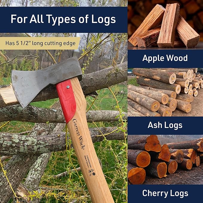 Forest Maul Wood Splitter Axe - 31” Tree Felling Wood Splitting Axe with Ash Handle and Steel Log Splitter Wedge Blade - German-Made Splitting Maul - Camping and Bushcraft Gear by Kings County Tools