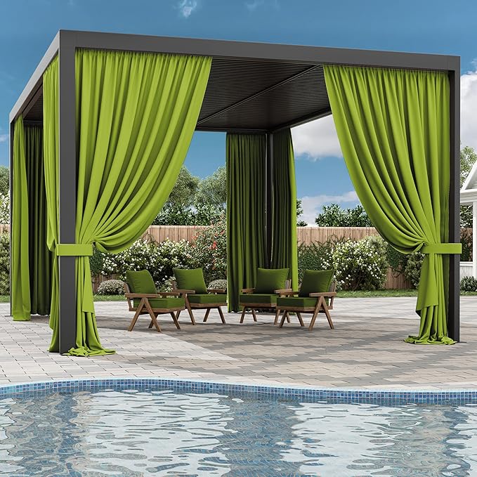 Gazebo Universal Replacement Privacy Curtain,12'×16' Gazebo Outdoor Waterproof Curtains, 4-Panels Sidewall Curtains with Double Zipper for Patio Canopy, Garden and Backyard (Curtain Only)