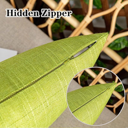 Kevin Textile Pack of 2 Decorative Outdoor Waterproof Checkered Pillow Covers Spring Square Garden Cushion Sham Throw Pillowcase Shell for Patio Tent Couch 24x24 Inch Green