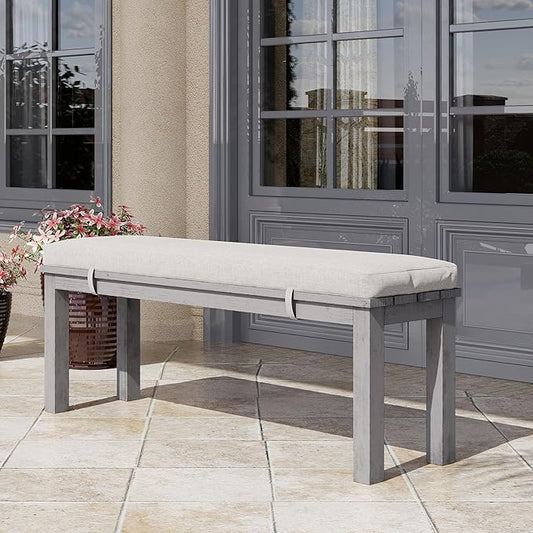 Outdoor Patio Bench, Metal Aluminum Outdoor Bench with Waterproof Cushions, Furniture Seating for Porch, Balcony, Deck, Backyard, Gray