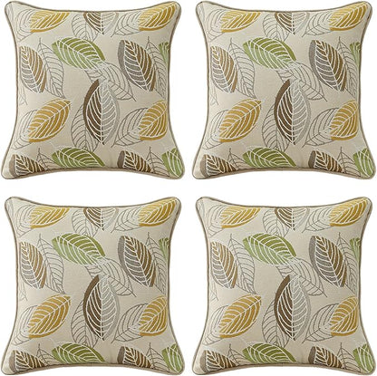 Outdoor Sunbrella Decorative Pillows Pack of 4, 18" x 18" Outdoor Pillow Set for Couch Bed Throw Patio Sofa, Momento Spring