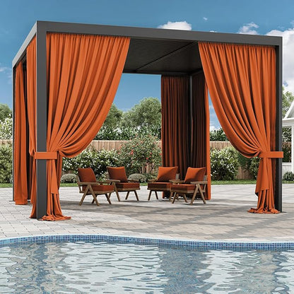 Gazebo Universal Replacement Privacy Curtain,12'×12' Gazebo Outdoor Waterproof Curtains, 4-Panels Sidewall Curtains with Double Zipper for Patio Canopy, Garden and Backyard (Curtain Only)