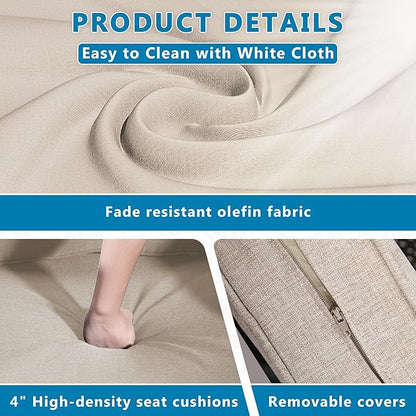 Vista Vibe 2 Pieces Outdoor Patio Conversation Furniture Set - 78" 3-seat Sofa | Metal Coffee Table, Deep Seat Loveseat, Removable Cushions, Hand-Woven PE Rattan Couch, Lawn (Brown/Beige)