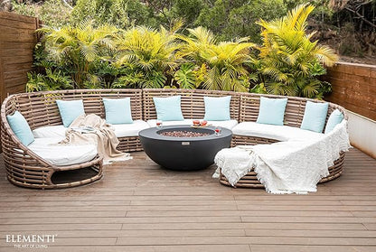 Elementi | Bundle Lunar Gas Fire Pit Cast Concrete 42" Round Fire Table, Outdoor Fire Pit Electronic Ignition | Canvas Cover, Lava Rock Included | Dark Gray (Natural Gas)