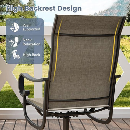 VICLLAX Swivel Patio Chairs Set of 6, 360-degree All-Weather Outdoor Swivel Chairs for Lawn Garden, Patio Dining Chairs, Black Metal Frame and Textilene Mesh Fabric