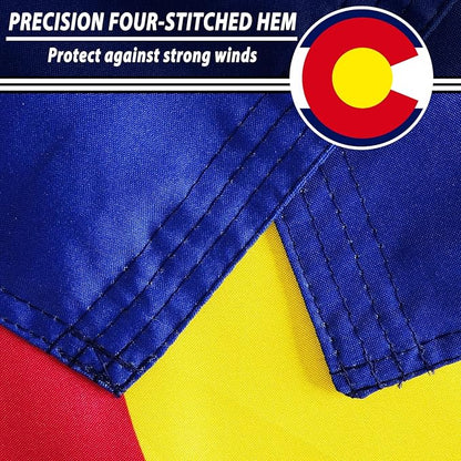 FLAGWIN Colorado Flag 3x5 FT - 3 Ply Double Sided Polyester Flag with Brass Grommets - Vivid Color and Fade Proof State of Colorado Flags 3x5 Outdoor