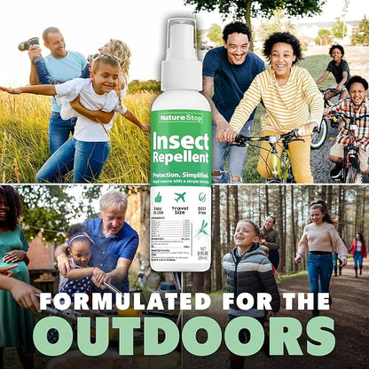 Insect Repellent Spray, DEET-Free Travel-Size Bug Spray for Skin & Outdoor Protection, 3 oz (90mL)