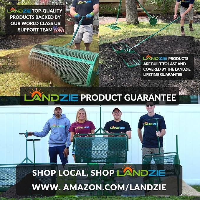Landzie 36 Inch Poly Lawn Roller – 21.1 Gallon Heavy Duty Sod and Yard Roller for Boosting Seed to Soil Contact - Water Filled Barrel Presses in Grass Seed to Improve Germination - Lawn Flattener