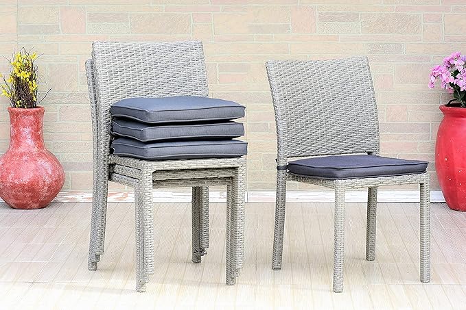 Amazonia Jefferson 13-Piece Patio Extendable Dining Table Set | Teak Finish & Light Grey Wicker Chairs with Cushion | Ideal for Outdoors and Indoors