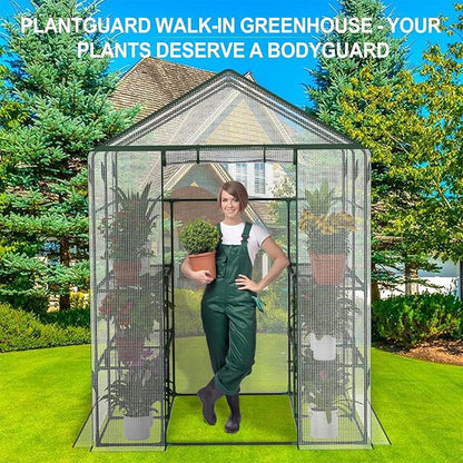 Walk-in Greenhouse for Outdoor, 57 x 29 x 77'' Walk in Plant Greenhouses with Durable UV-Resistant Cover, Reinforced Green House with 3 Tiers Stands Heavy Duty for Patio, Backyard and Porch