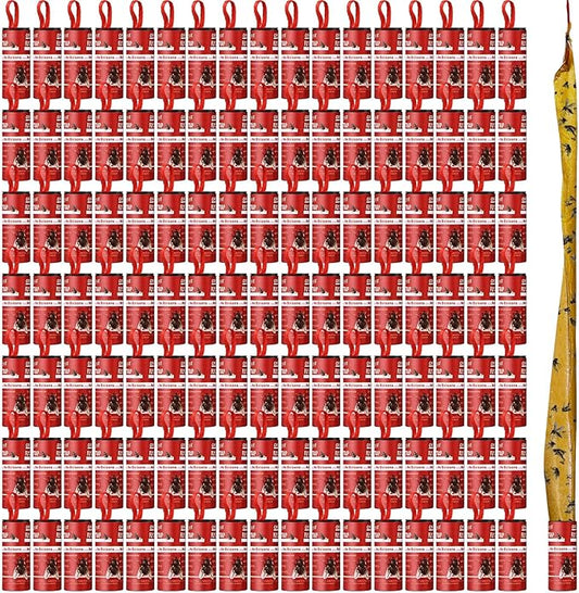 Qualirey 160 Pack Fly Strips Sticky Fly Trap Indoor Outdoor Hanging Fly Ribbon Tape Paper Flying Insect Trap Gnat Killer Traps for Fruit Flies, Bug, Insect, Pest (Red)