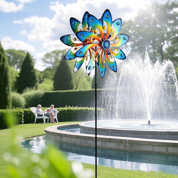Metal Wind Spinner for Yard Decor Garden Windmill Outdoor Kinetic Wind Sculpture Dual Direction for Backyard Patio Lawn Homewarming Gift