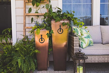 H Potter Tall Planter Antique Copper Patio Deck Indoor Outdoor Garden Flower Planters Set of 2