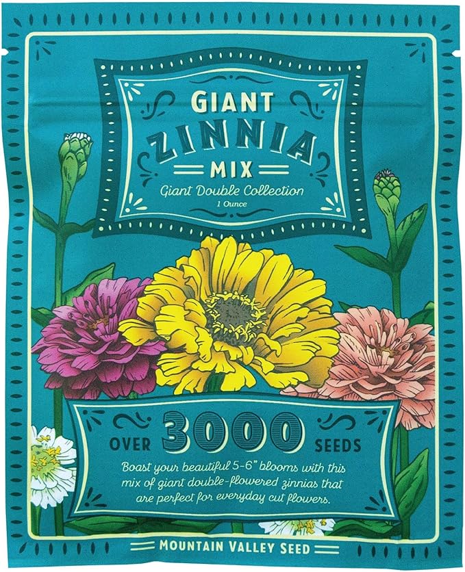 Zinnia Flower ~ 3000 Seeds California Giant Mix & Lilliput Semi-Dwarf Mix – Heirloom, Non-GMO Annuals – Colorful Blooms for Pollinators & Cut Flowers – Easy to Grow, Heat & Drought Tolerant