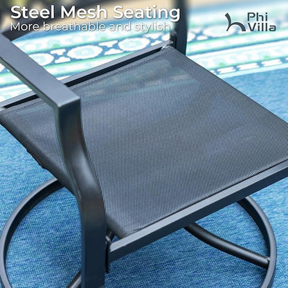 PHI VIALLA Patio Outdoor Swivel Dining Chairs Outdoor Furniture Chairs Set of 4 with Cushion Suports 300lbs for Lawn Garden Backyard Weather Resistant-Black Frame