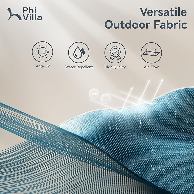PHI VILLA 13ft Large Patio Umbrellas, Double-Sided Outdoor Market Rectangle Umbrella for Outside, Cyan