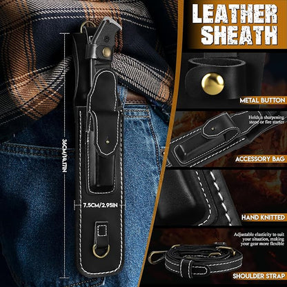 Dream Reach Heavy Duty Machete - Portable Full Tang Outdoor Survival Knife with Sheath Strap for Camping Hiking Gift for Men 9.8 Inches